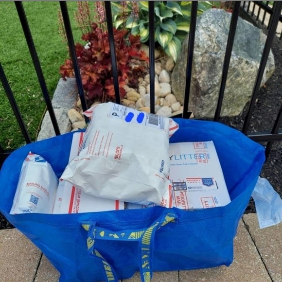 IKEA Frakta Three (3) Oversized Blue Reusable Shopping Laundry Tote Bag  NWT - Picture 2 of 8